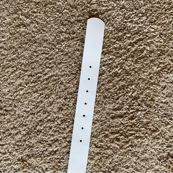 WHITE LEATHER WIDE WOVEN WICKER SQUARE BUCKLE BELT - Picture 11 of 15